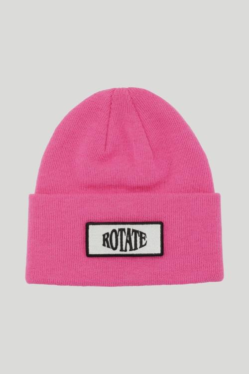 Knitted Beanie W. Patch - Ibis Rose 