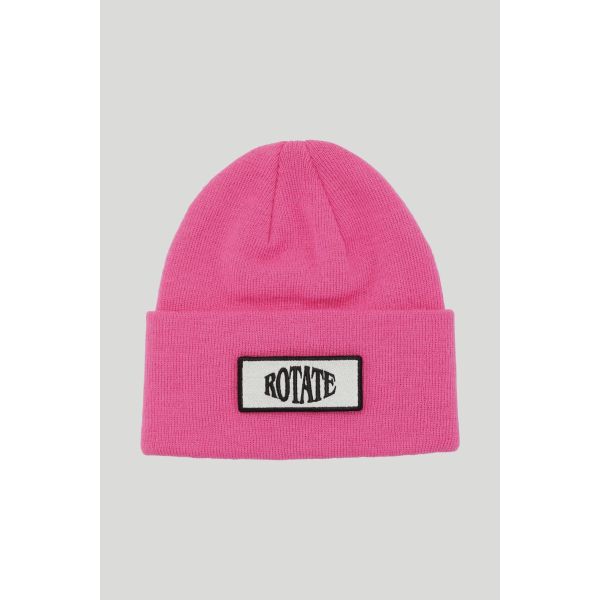 Knitted Beanie W. Patch - Ibis Rose 