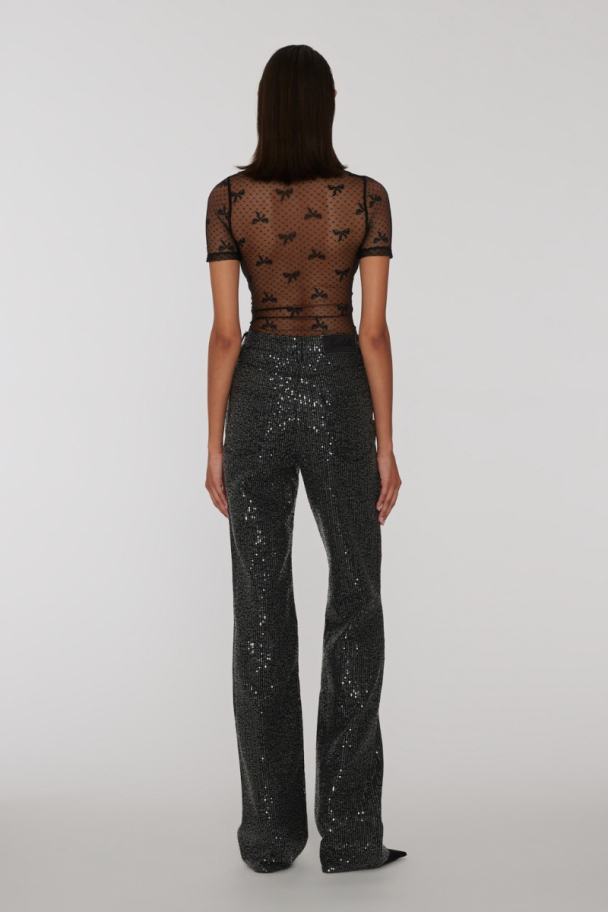 Twill Sequins Jeans - Black  - Image 4