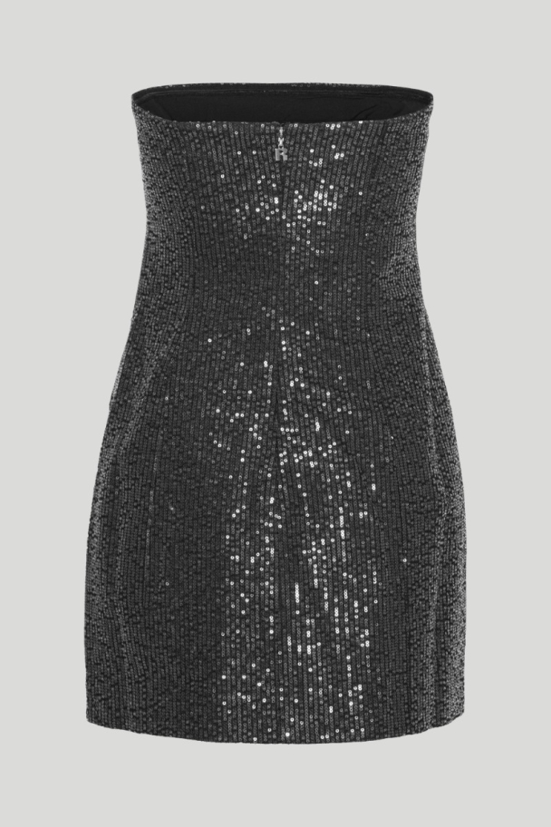Twill Sequin Mini Dress - Black  - Image 3