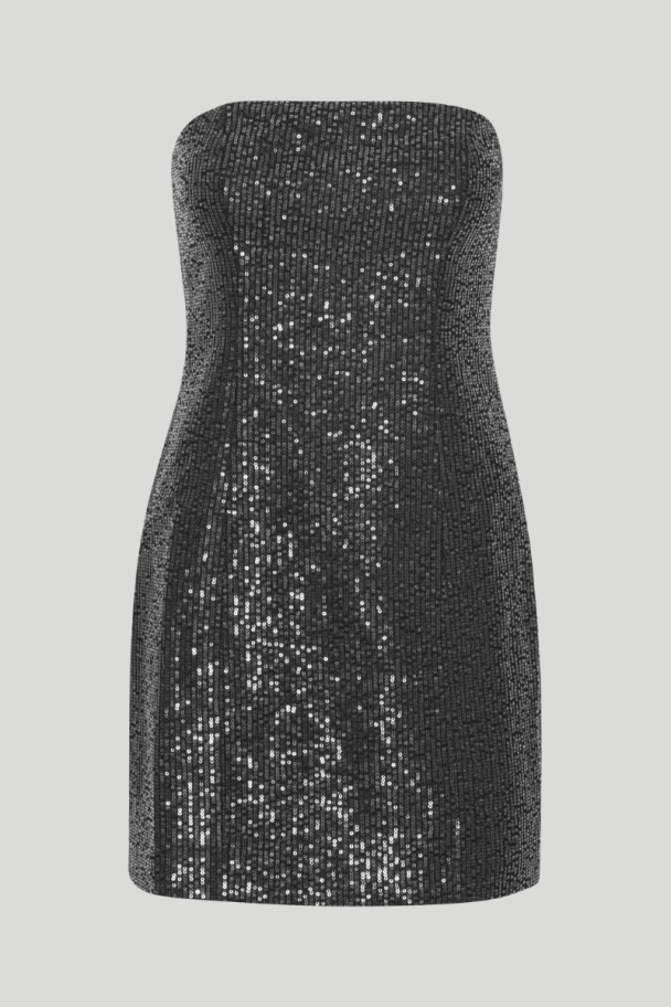 Twill Sequin Mini Dress - Black  - Image 6