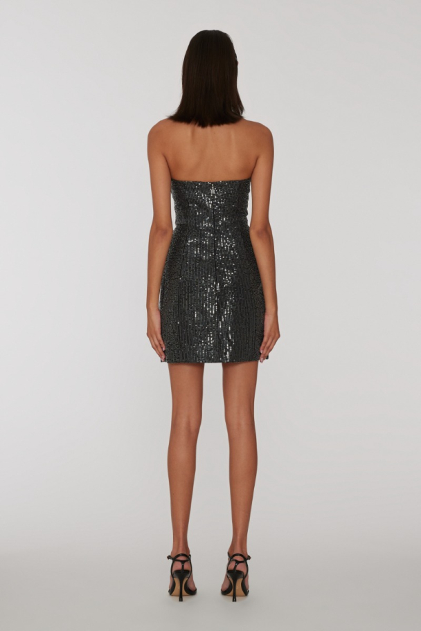 Twill Sequin Mini Dress - Black  - Image 7