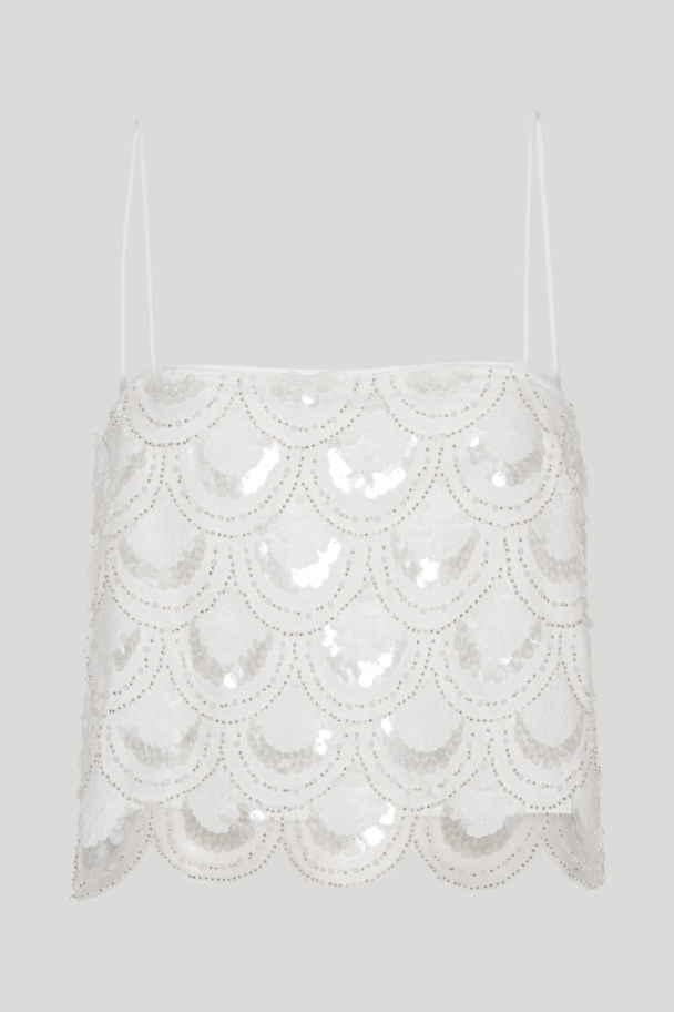 Sequins Crop Top - White - Image 2