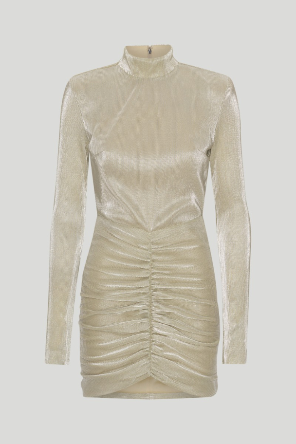Small Plisse Mini Dress - Beige  - Image 2