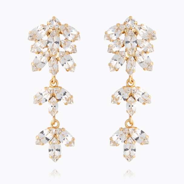 Falling In Love Earrings Clips - Gold Crystal