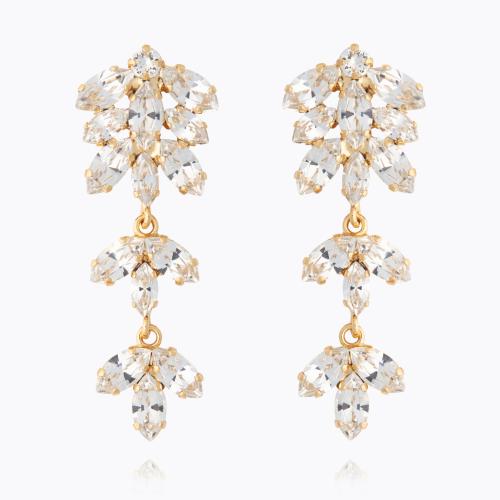 Falling In Love Earrings Clips - Gold Crystal