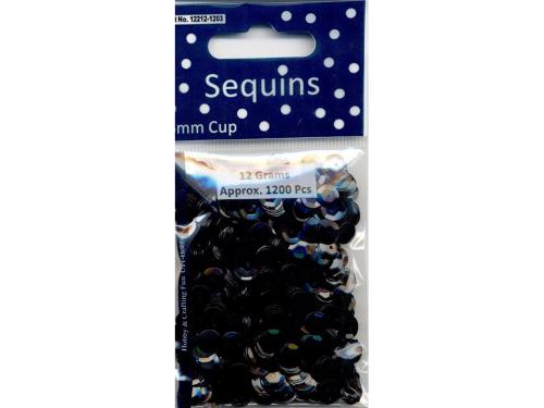 Paljetter Cup – 6mm 12g – Sort