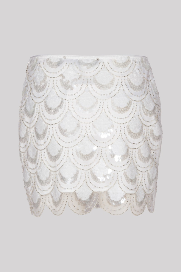 Sequins Mini Skirt - White - Image 3