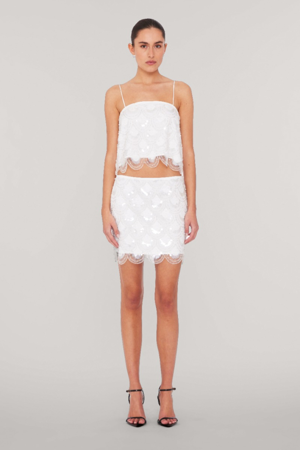 Sequins Mini Skirt - White - Image 6