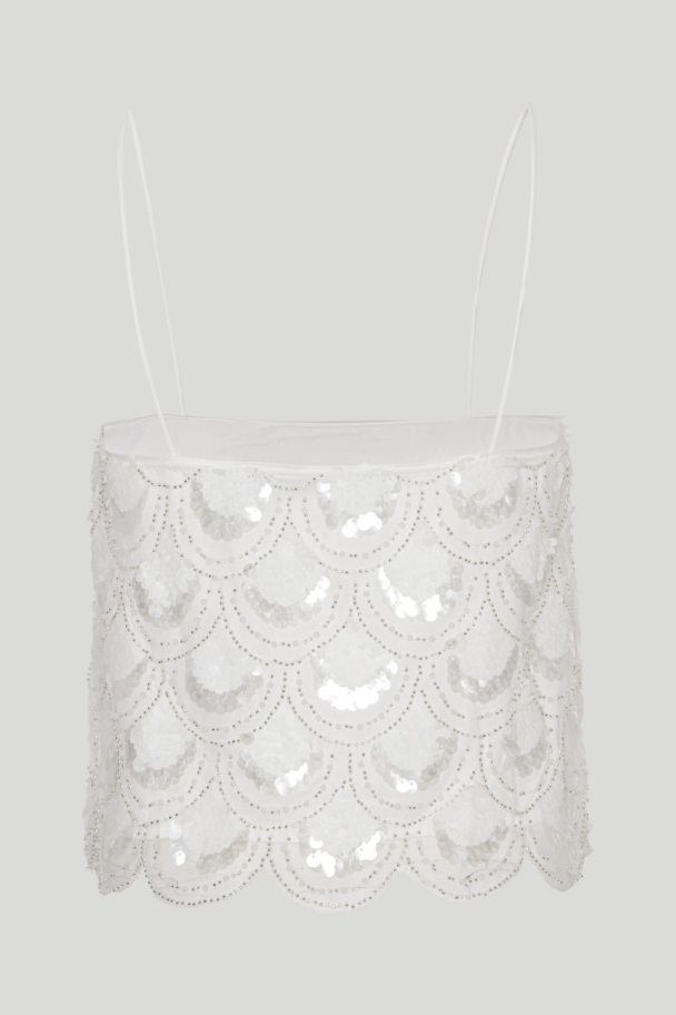Sequins Crop Top - White - Image 4