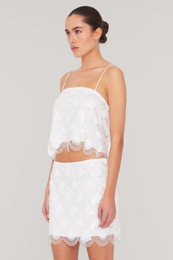 Sequins Crop Top - White - Image 6