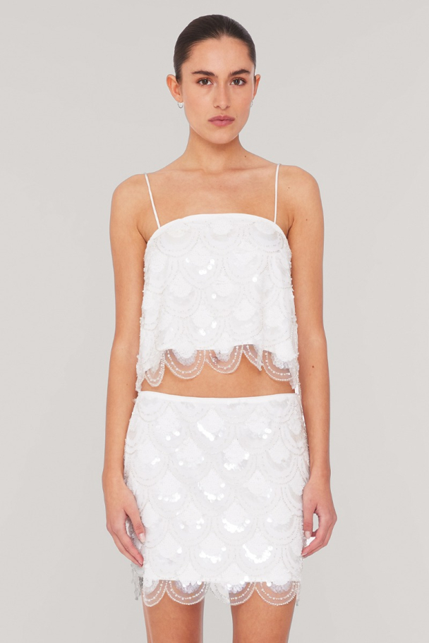 Sequins Crop Top - White - Image 7