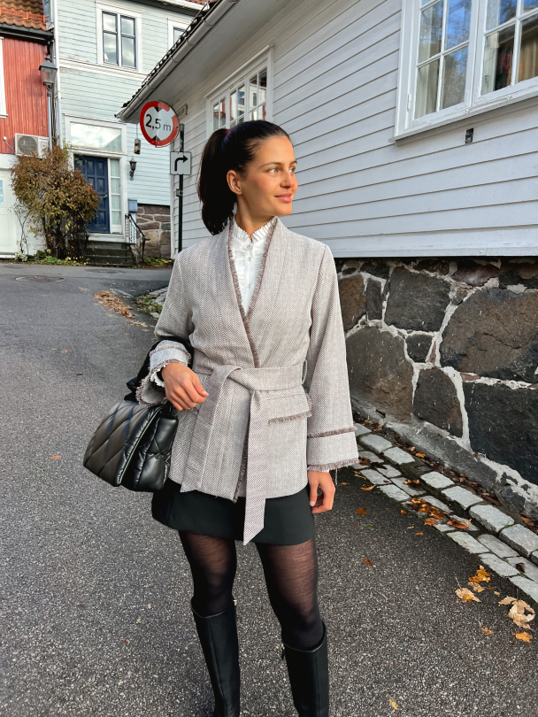 Mikka 7/8 Soft Jacket - Taupe Grey - Image 3