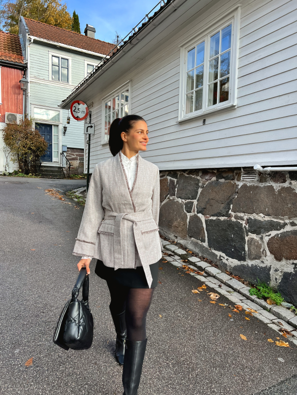Mikka 7/8 Soft Jacket - Taupe Grey - Image 5