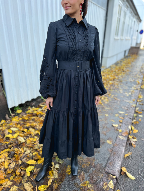 Poplin Midi Dress - Black - Image 1