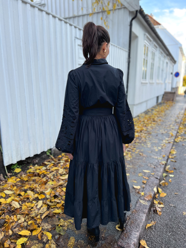 Poplin Midi Dress - Black - Image 4