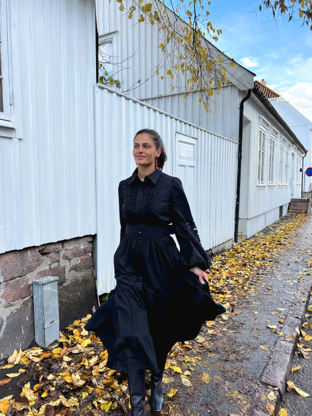 Poplin Midi Dress - Black - Image 6