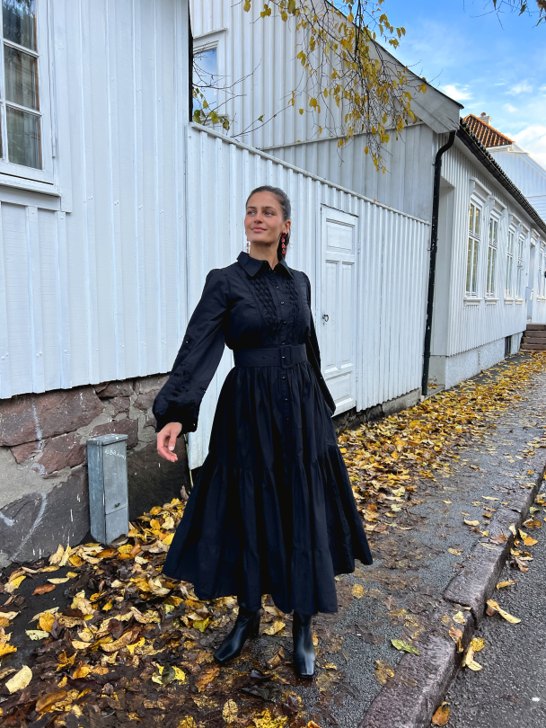 Poplin Midi Dress - Black - Image 7