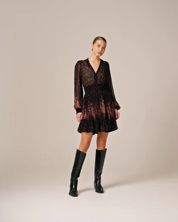Georgette Mini Dress - Midnight Bouquet - Image 2