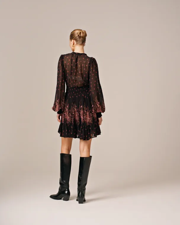 Georgette Mini Dress - Midnight Bouquet - Image 4