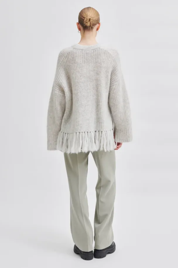 Caroa Knit O-Neck - Light Grey Melange - Image 2