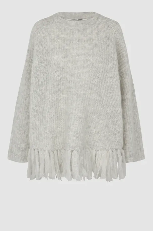 Caroa Knit O-Neck - Light Grey Melange - Image 3