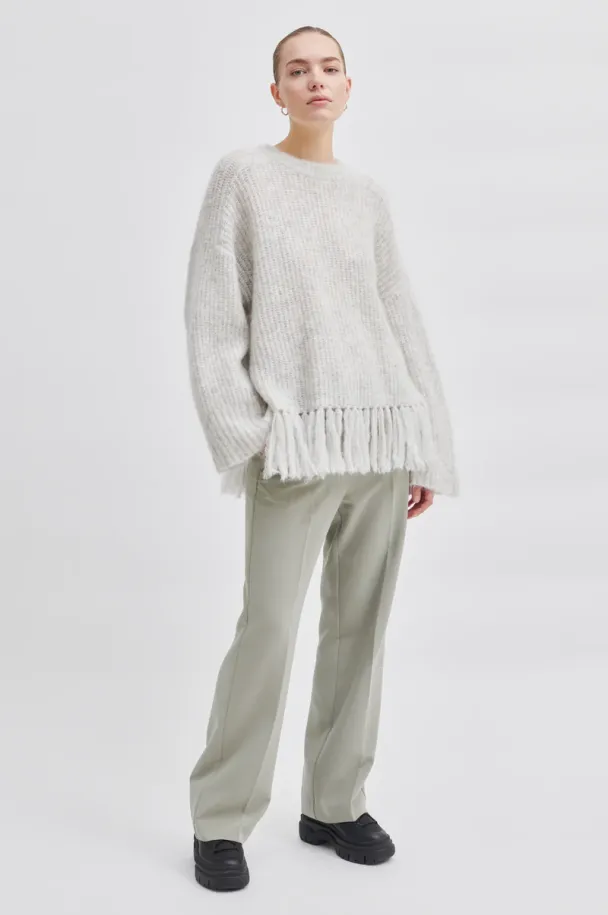 Caroa Knit O-Neck - Light Grey Melange - Image 5