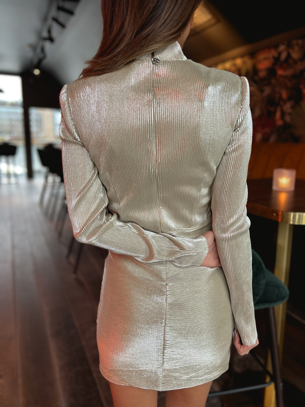 Small Plisse Mini Dress - Beige  - Image 4
