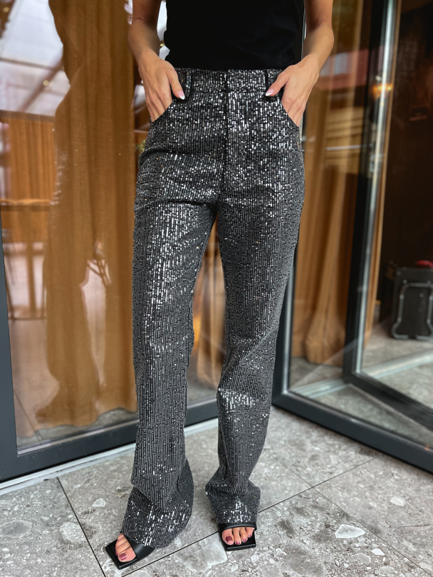 Twill Sequins Jeans - Black  - Image 1