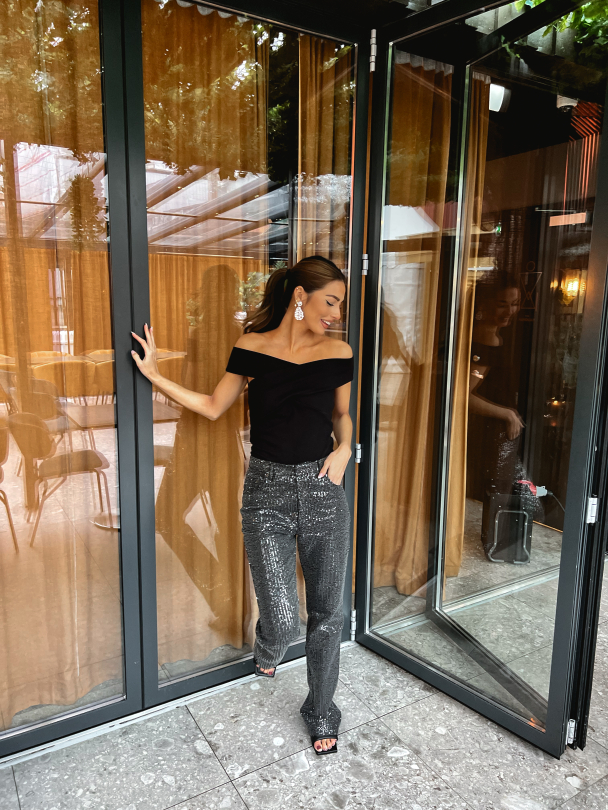 Twill Sequins Jeans - Black  - Image 9