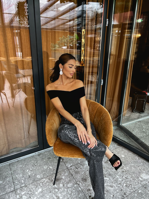 Twill Sequins Jeans - Black  - Image 10