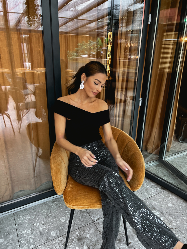Twill Sequins Jeans - Black  - Image 11