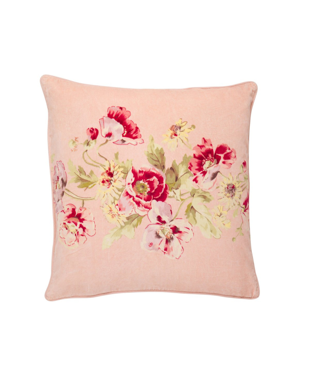 Pillow Velvet  - Pink Flower Vine - Image 1