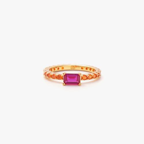 Ultra Slim Ring Pink Orange Gold