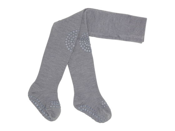 Ull-strømpebukser med antiskli,  Grey Melange - GoBabyGo