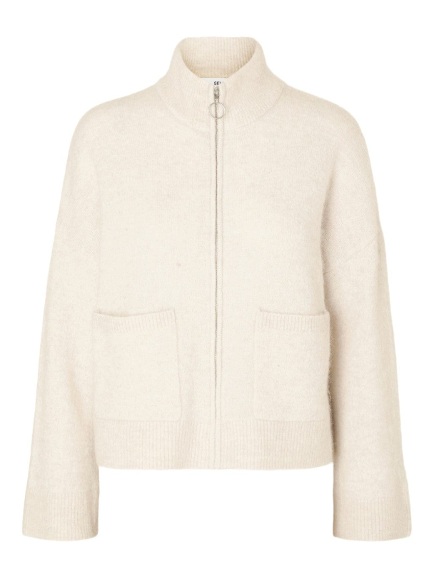 Sia Ras Zipper Cardigan - Birch - Image 2