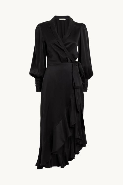 SILK WRAP MIDI DRESS