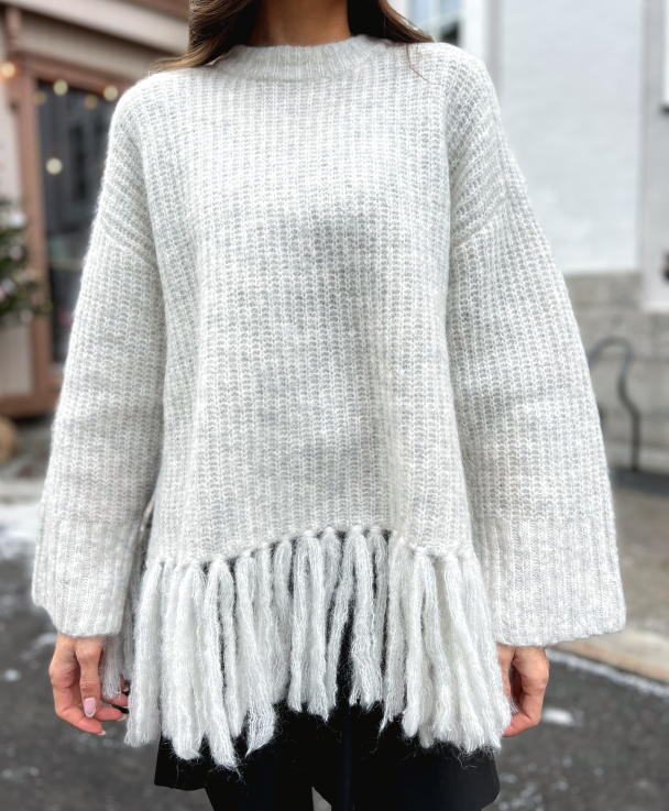 Caroa Knit O-Neck - Light Grey Melange - Image 1