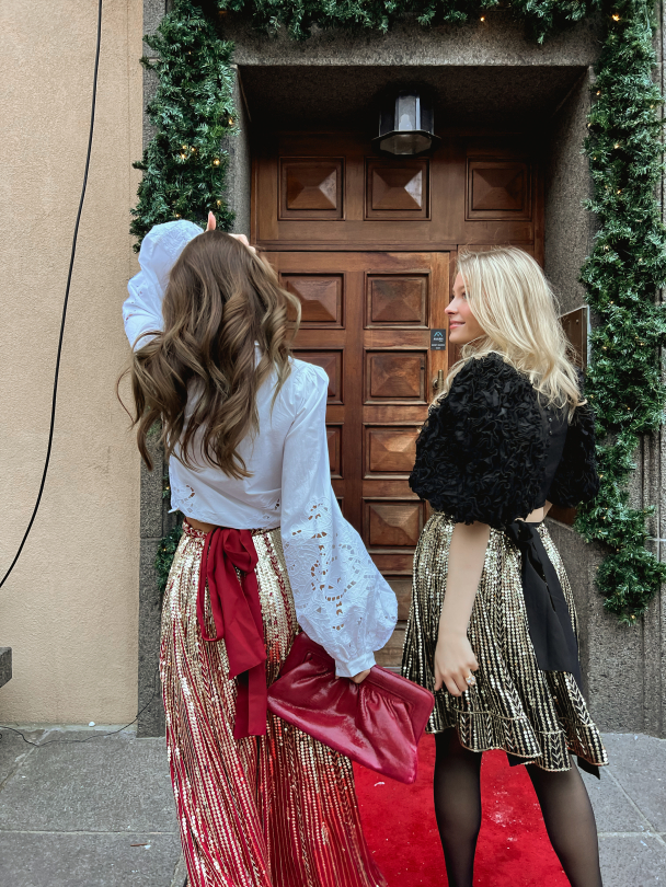 Long Sequin Skirt - Red & Gold - Image 4