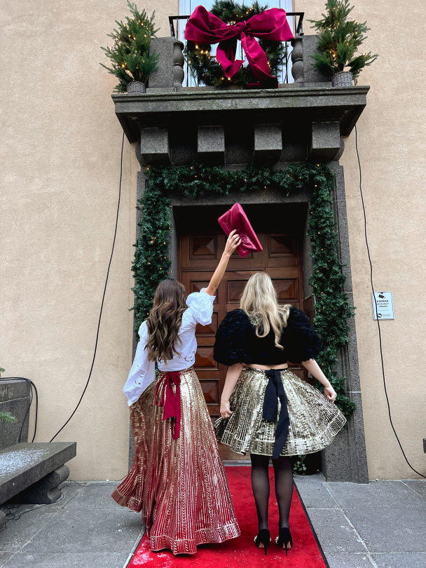 Long Sequin Skirt - Red & Gold - Image 6