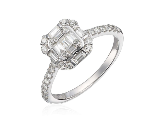 Ring baguett og brilliant cut 0,50ct WSI HV 585