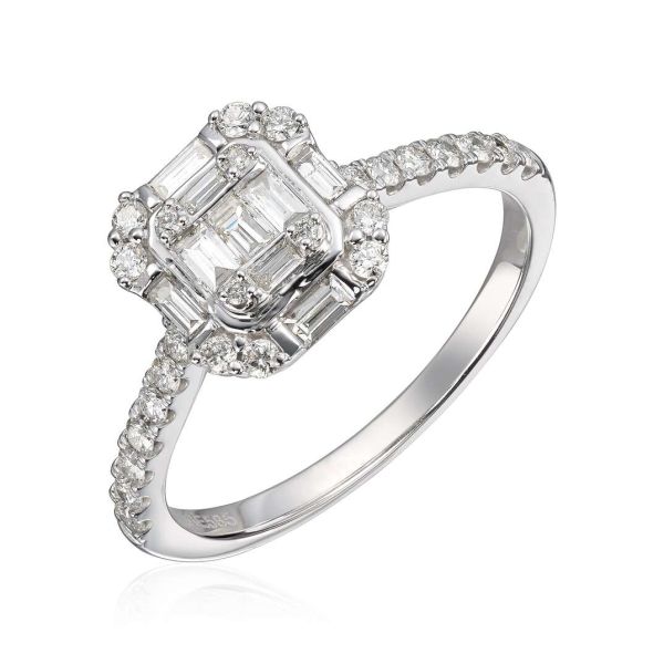 Ring baguett og brilliant cut 0,50ct WSI HV 585