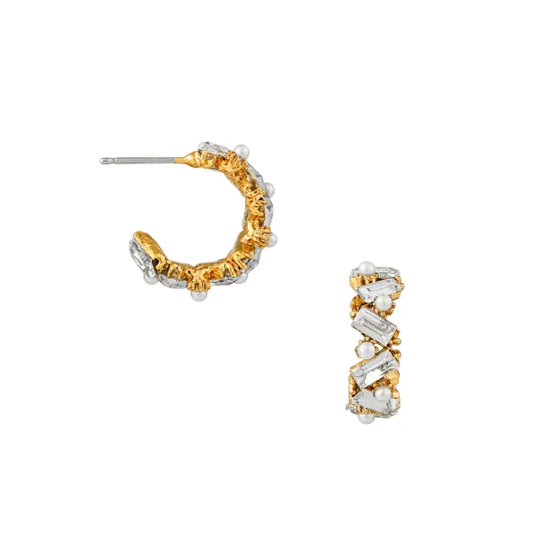ORELIA Crystal & Pearl Hoop - Image 1