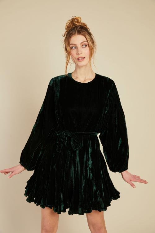 Poppi Velvet Dress - Green