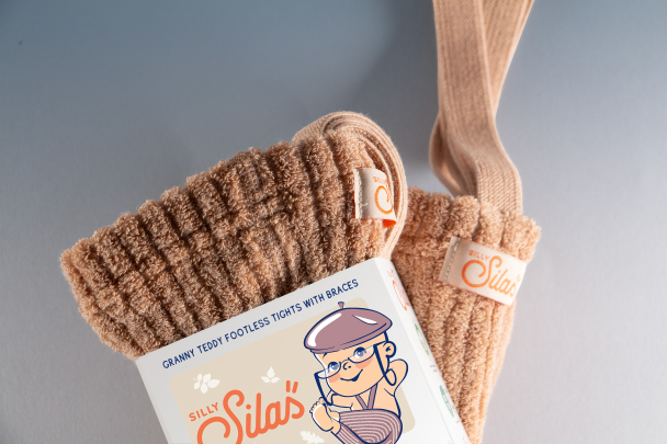 Granny Teddy Footless Tights - Light Brown - Image 2