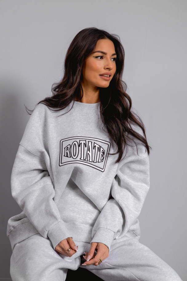 Sweat Crewneck Whit Logo - Light Grey Melange - Image 9