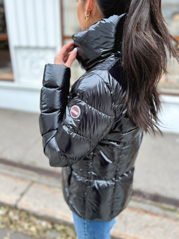 Ladies Down Jacket - Shiny Black - Image 3