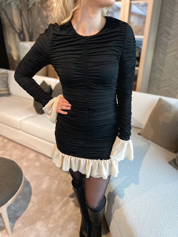 Mini Ruched Dress - Black Comb - Image 3