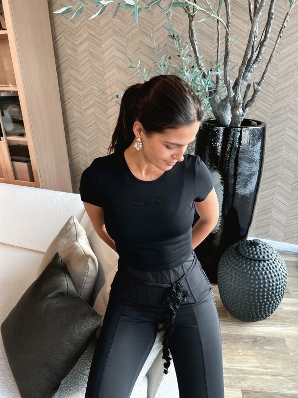 Cropped T-Shirt - Black  - Image 2