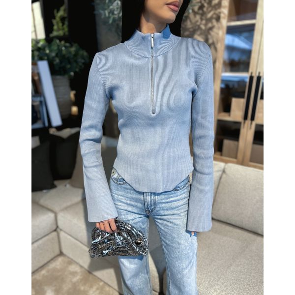 Yasmia Zipper Pullover - Grey blue